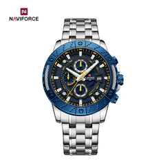 Naviforce NF9227 men's mechanical style watch with black dial and metal strap, showcasing a sleek and modern design.