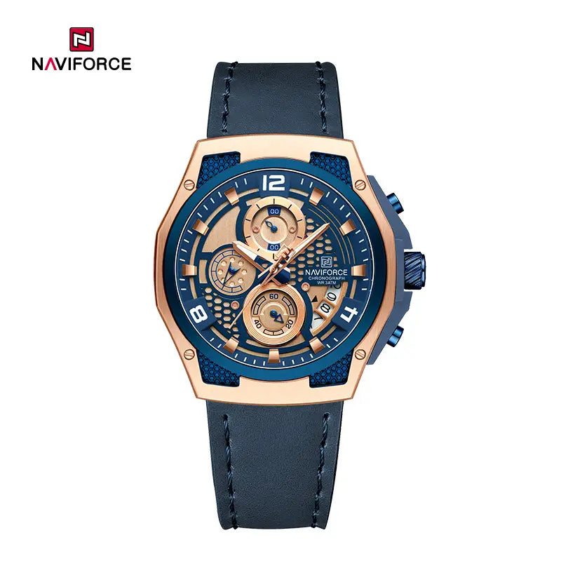 Naviforce NF8051L men's watch with a sleek, elegant design, featuring a black dial and silver-tone stainless steel band.