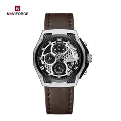 Naviforce NF8051L men's watch with a sleek design, featuring a round dial and metal strap, showcasing its elegant style.