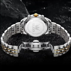 OLEVS 3670 men's waterproof watch with a blue dial, black strap, and stylish design, ideal for fashion and everyday wear.