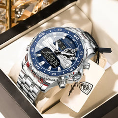 Poedagar E122 Men's Multifunctionality Chronograph Quartz and Digital Watch