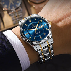 Poedagar 858 luxury waterproof men's watch with a sleek silver dial and stainless steel band, stylish and durable accessory