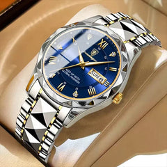 Poedagar 858 luxury waterproof men's watch with sleek black dial and stainless steel band, stylish and durable timepiece.