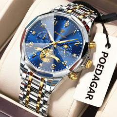 Poedagar 939 Men's Luxury Stainless Steel Chronograph Quartz Watch