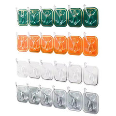 Tarjah Mart AM5095 six-hook sticky wall hanger with six multipurpose wall hooks on a wall for organizing and hanging items.
