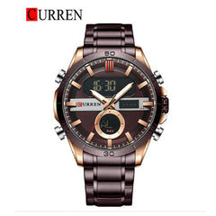 Stainless steel men's watch from Curren 8384 with a sleek round dial and metal bracelet for stylish everyday wear.