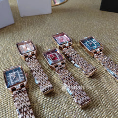 Poedagar 785 luxury women's quartz watch with brown strap and elegant dial, displayed in a group image.