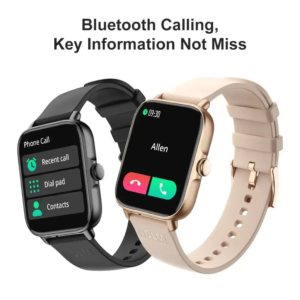 Colmi P28 Plus women's smartwatch with a sleek display and fitness tracking features, shown on a woman's wrist.