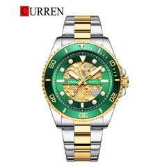 Curren 8412 men's stainless steel watch with black dial and silver strap, stylish men's wristwatch for everyday wear