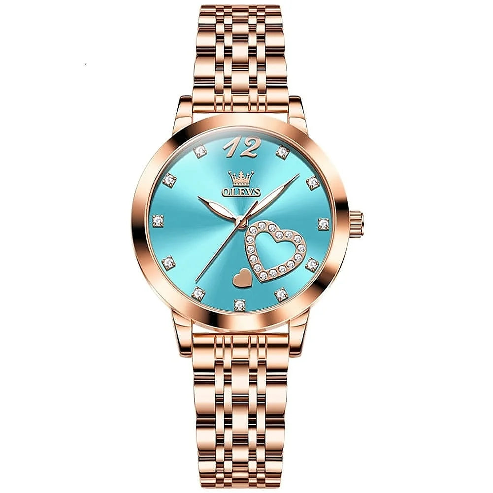 OLEVS 5189 luxury ladies steel band watch, women’s wristwatch with sleek design and silver-tone finish.
