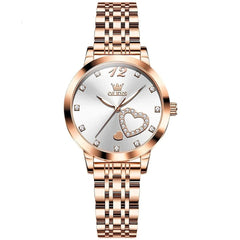 OLEVS 5189 luxury ladies steel band watch showcasing a sleek women’s watch with a polished stainless steel strap and elegant dial.