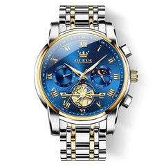 OLEVS men's luxury business chronograph watch 2859 with a sleek black dial, stainless steel band, and modern design.