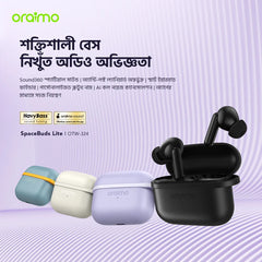 Oraimo SpaceBuds Lite True Wireless Earbuds with Sound360 technology, compact air buds for high-quality audio and anti-lost design.