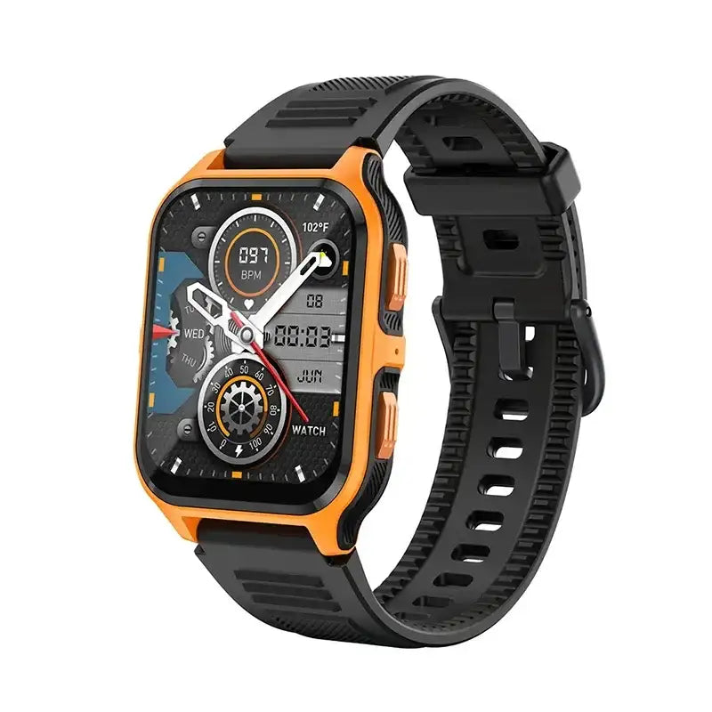 Colmi P73 smartwatch with 1.9-inch display, waterproof design, showing fitness tracking and notifications on the screen.