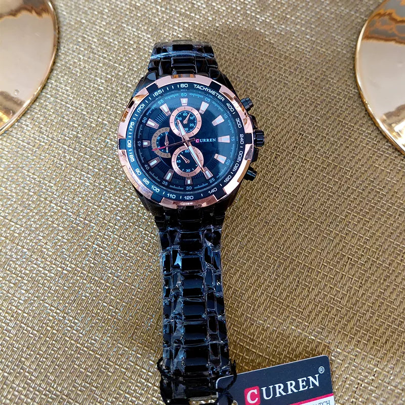 Men's Curren 8023 quartz watch with waterproof design, featuring a classic style and round dial, suitable for everyday wear.
