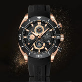Naviforce men's waterproof sports watch with black dial and durable strap, ideal for outdoor and active wear.