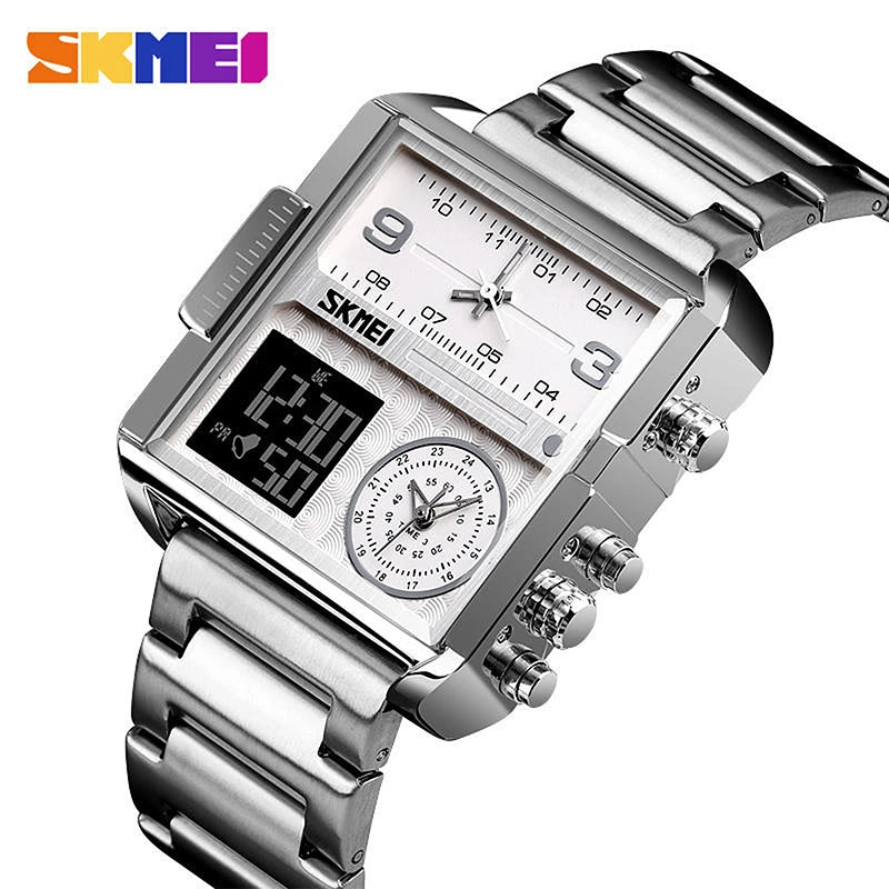 SKMEI 1584 Men's Dual Time Business Watch Luxury Digital Watch