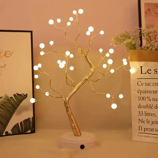 Tarjah 36 LED pearl tree lamp for tabletop home and bedroom decor, featuring a delicate design with glowing LED pearls.