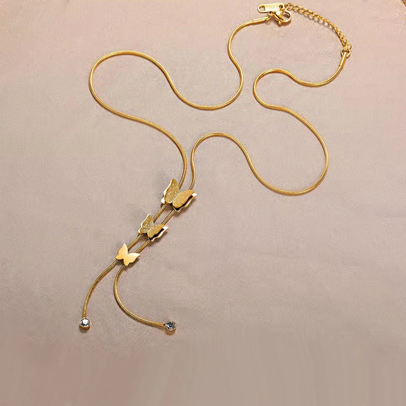 Stainless steel butterfly necklace for women featuring a delicate butterfly pendant, stylish jewelry by Tarjah Mart.
