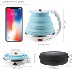 Electric folding kettle by Tarjah Mart, compact electronic kettle with a sleek design, foldable handle, and digital control panel.