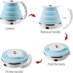 Electric folding kettle by Tarjah Mart, compact electronic kettle with a foldable handle and sleek design for easy storage.