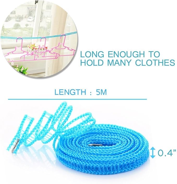 Cloth hanging rope from Tarjah Mart, durable fabric hanger with metal hook for organizing clothes and textiles.