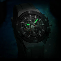 Curren 8462 men's watch with a blue rubber strap, featuring a round dial and sporty design.