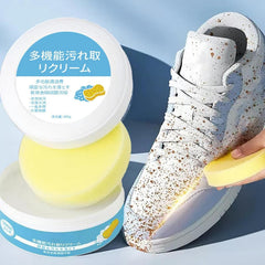 Tarjah Mart Instant Shoe Cleaner showing a clean, polished pair of shoes ready for use, highlighting the shoe cleaning product.