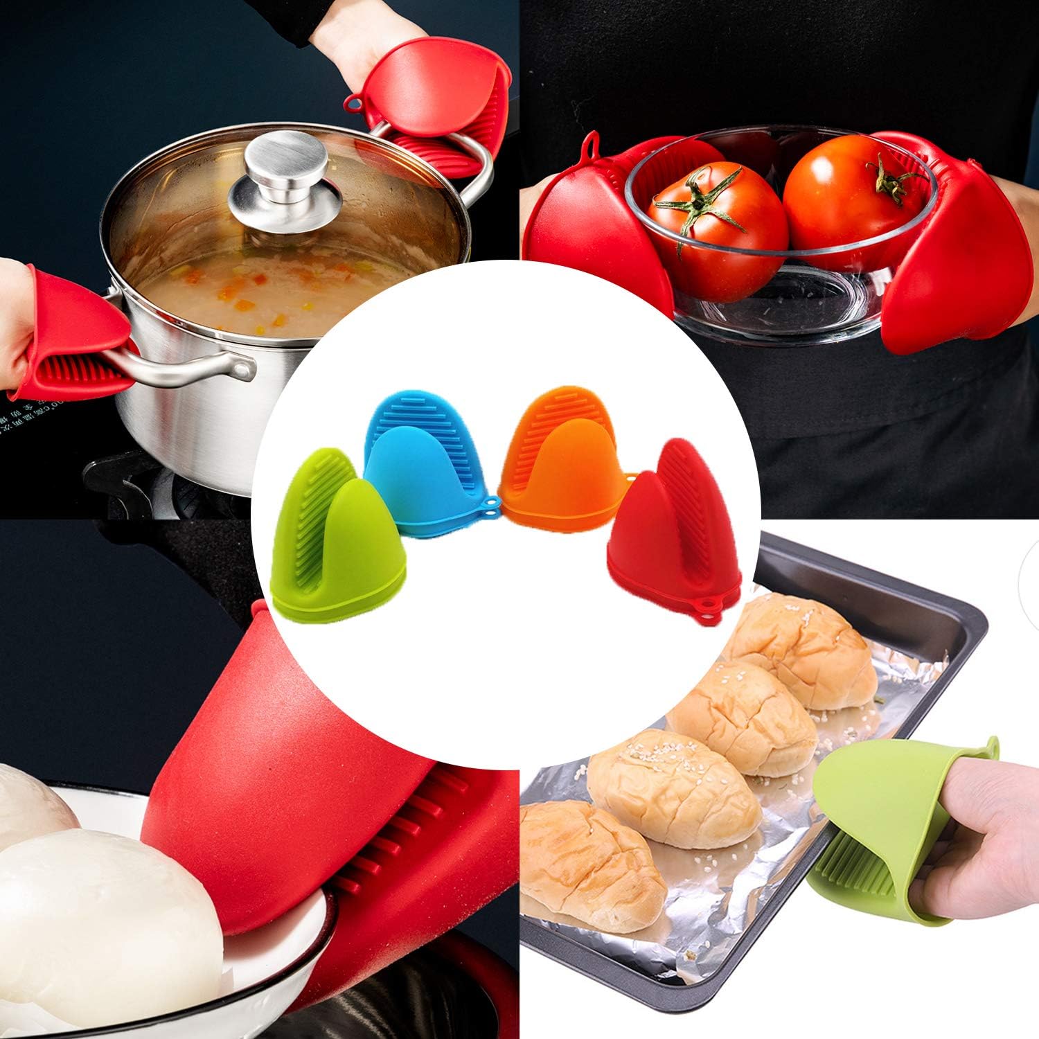 Silicone mini oven mitts with pinch grip design by Tarjah Mart, perfect for handling hot dishes in the kitchen.