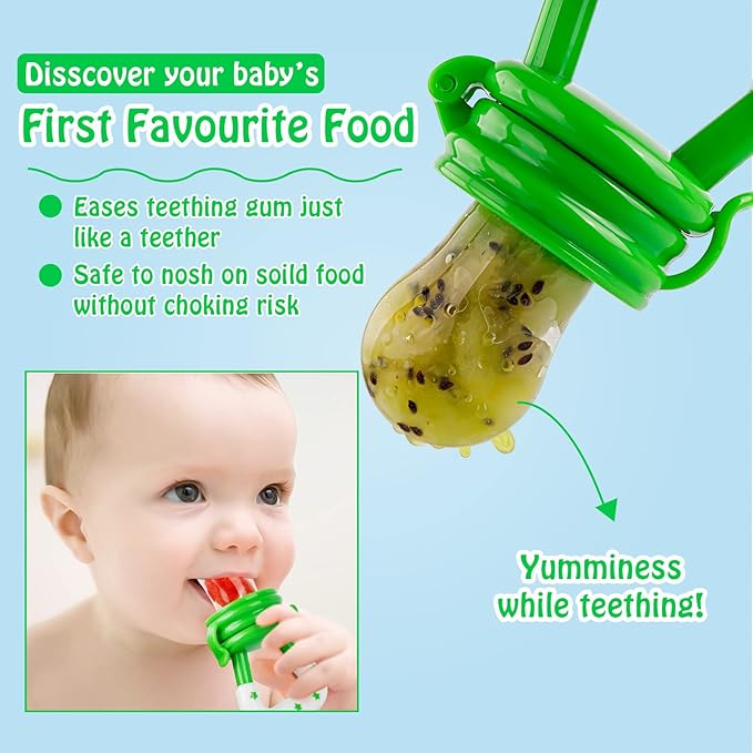 Baby fruit pacifier from Tarjah Mart with colorful fruit design, soft silicone nipple, and baby-safe materials.