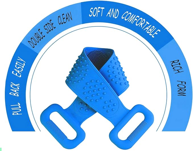 Silicone body scrubber for deep cleansing, designed for all-over body cleaning, in a home decor setting by Tarjah Mart.