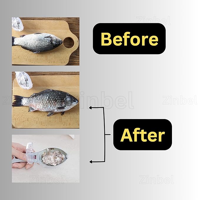Tarjah Mart fish scales remover with cover, kitchen tool for easily removing fish scales, compact and ergonomic design.