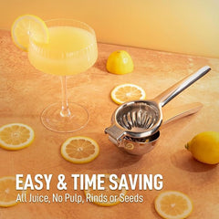 Stainless steel lemon squeezer manual hand press juicer for kitchen use, with a sturdy handle and polished finish by Tarjah Mart