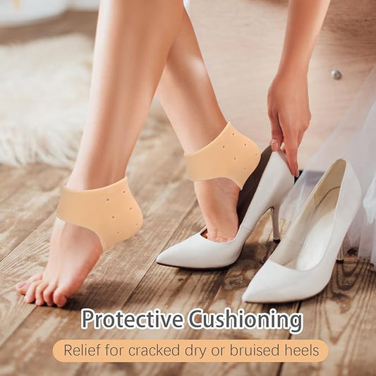 Pair of Tarjah Mart silicone shoe heel protectors, soft and durable heel guards for shoes, one size fits most.