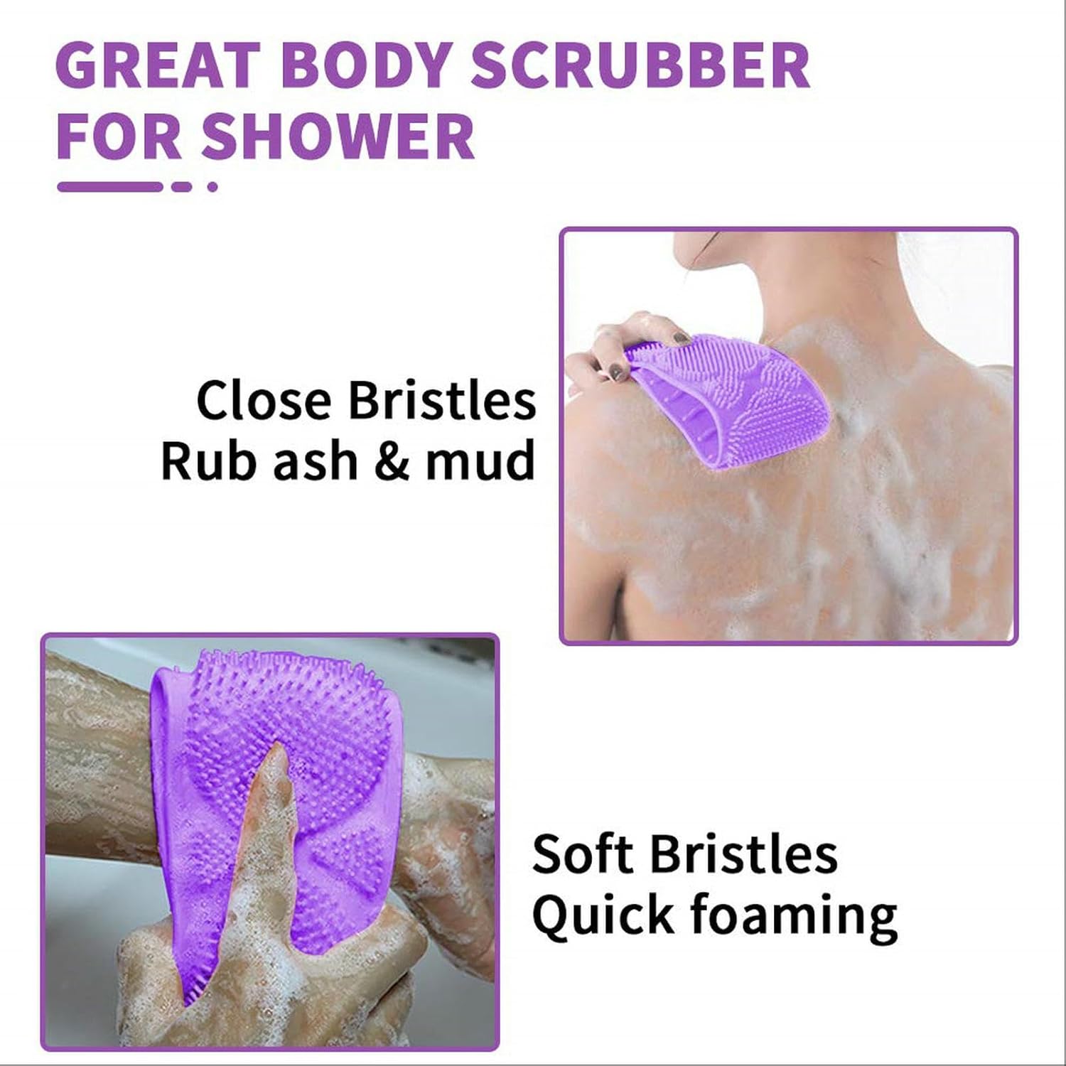 Silicone body scrubber from Tarjah Mart for deep cleaning of skin, featuring a textured surface for effective dirt removal.