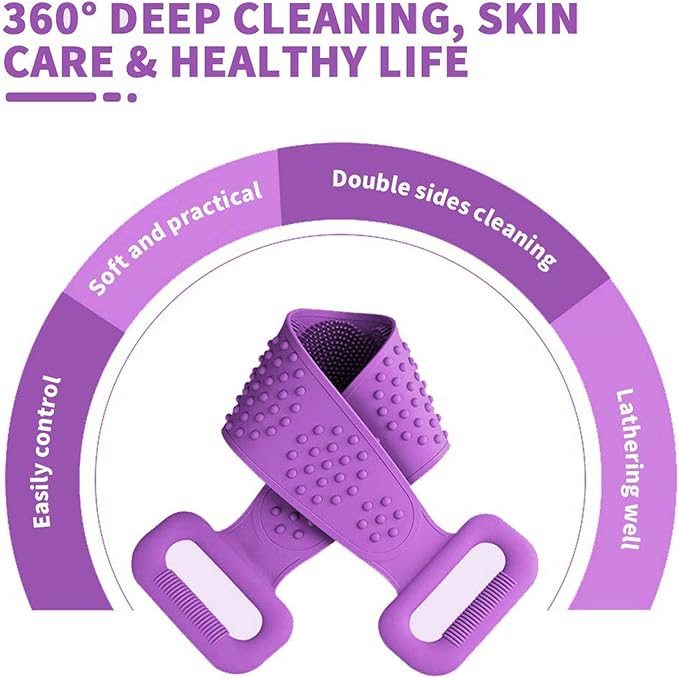 Silicone body scrubber from Tarjah Mart for effective cleaning of dirt and impurities on the body, ideal for home use.
