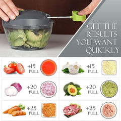 Hand chopper blender from Tarjah Mart, kitchen tool with stainless steel blades for chopping vegetables and herbs efficiently.