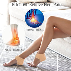 Pair of Tarjah Mart silicone shoe heel protectors, transparent and flexible, designed to shield heels from scuffs and damage.