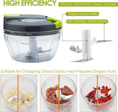 Hand chopper blinder from Tarjah Mart, compact kitchen tool with a black handle and stainless steel blades for chopping vegetables.