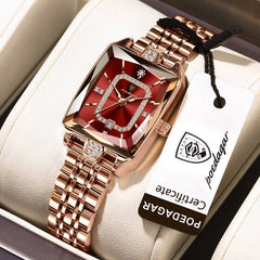 Poedagar 785 luxury women's quartz watch with a brown leather strap and elegant round dial, stylish and sophisticated accessory.