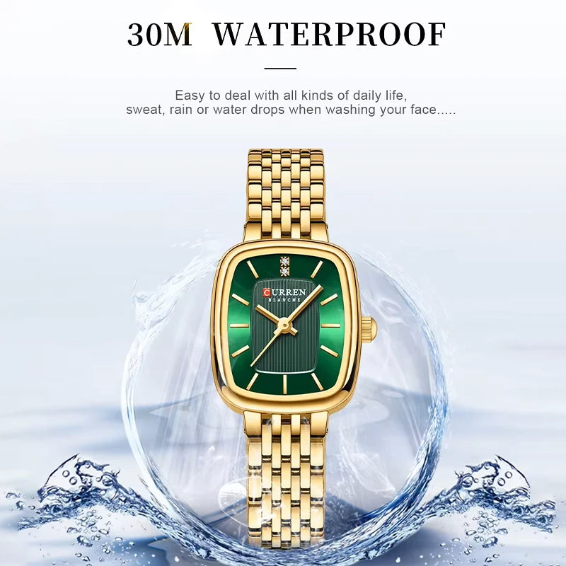 Golden Curren 9093 fashion quartz women’s watch with a sleek round dial and elegant design, showcasing a stylish timepiece for women.