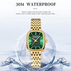 Golden Curren 9093 fashion quartz women’s watch with a sleek round dial and elegant design, showcasing a stylish timepiece for women.