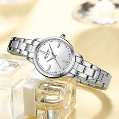 Curren 9094 women's luxury stainless steel watch with green and gold accents, stylish and elegant for women.