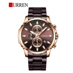 Men's Curren 8348 chronograph watch with black dial, silver case, and multiple subdials, stylish and functional men's wristwatch.