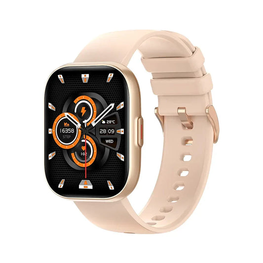 Colmi P68 Smartwatch showing a colorful digital display with fitness and notification icons on a black strap.