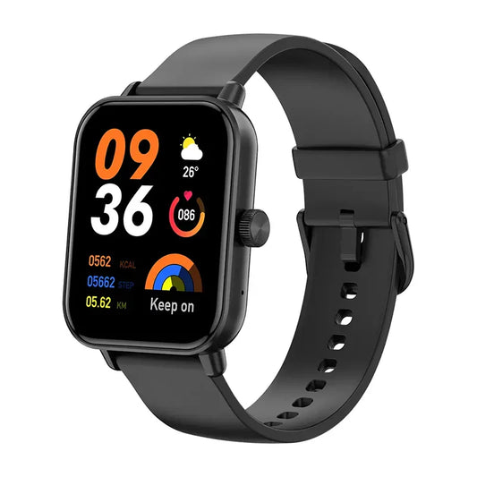 Colmi P81 smart watch displaying sports modes and activity tracking on its screen.