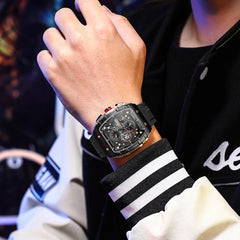 Black Curren 8442 men's watch with a round dial, black strap, and minimalist design, showcasing a sleek and stylish accessory.