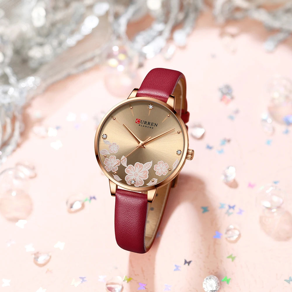 CURREN 9068 Women's Leather Straps Watch