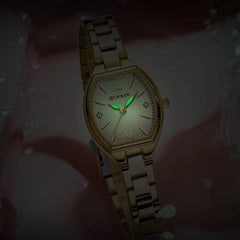 Silver and white Curren 9112 luxury quartz women's stainless steel watch with a sleek design and round face.