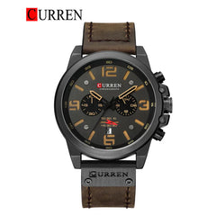 Curren 8314 men's leather strap watch showing a stylish black dial and silver case, with a classic design perfect for men's accessories.